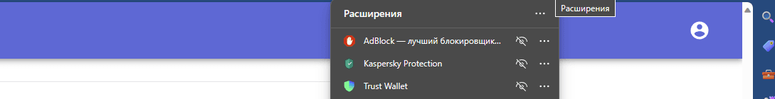 Пример отображения Trust Wallet в расширениях браузера